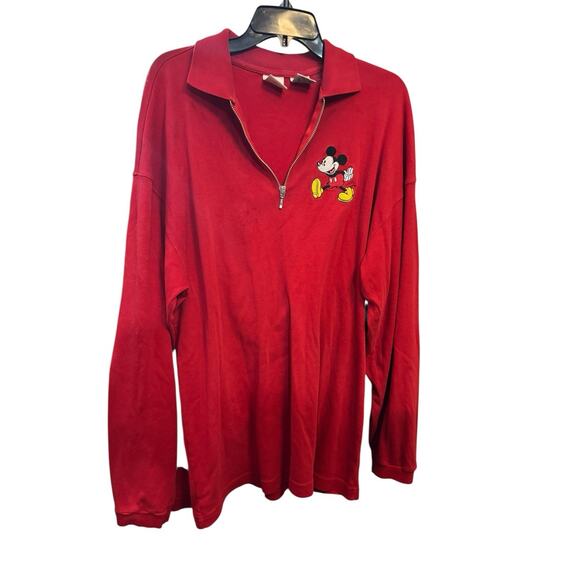 The Disney Store Womans Mickey Mouse Embroidered Long Sleeve 1/4 Zip Shirt Large - Picture 2 of 7